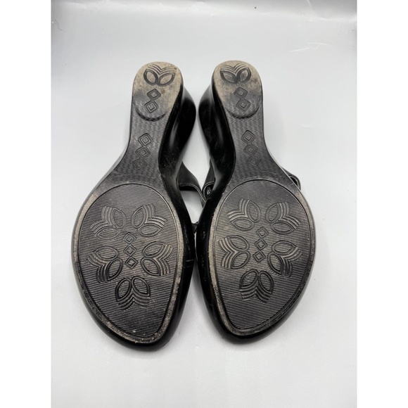White Mountain Wedge Thong Sandals 9.5M Black Rhinestone Very Good Used‎ Glamour - Picture 4 of 8